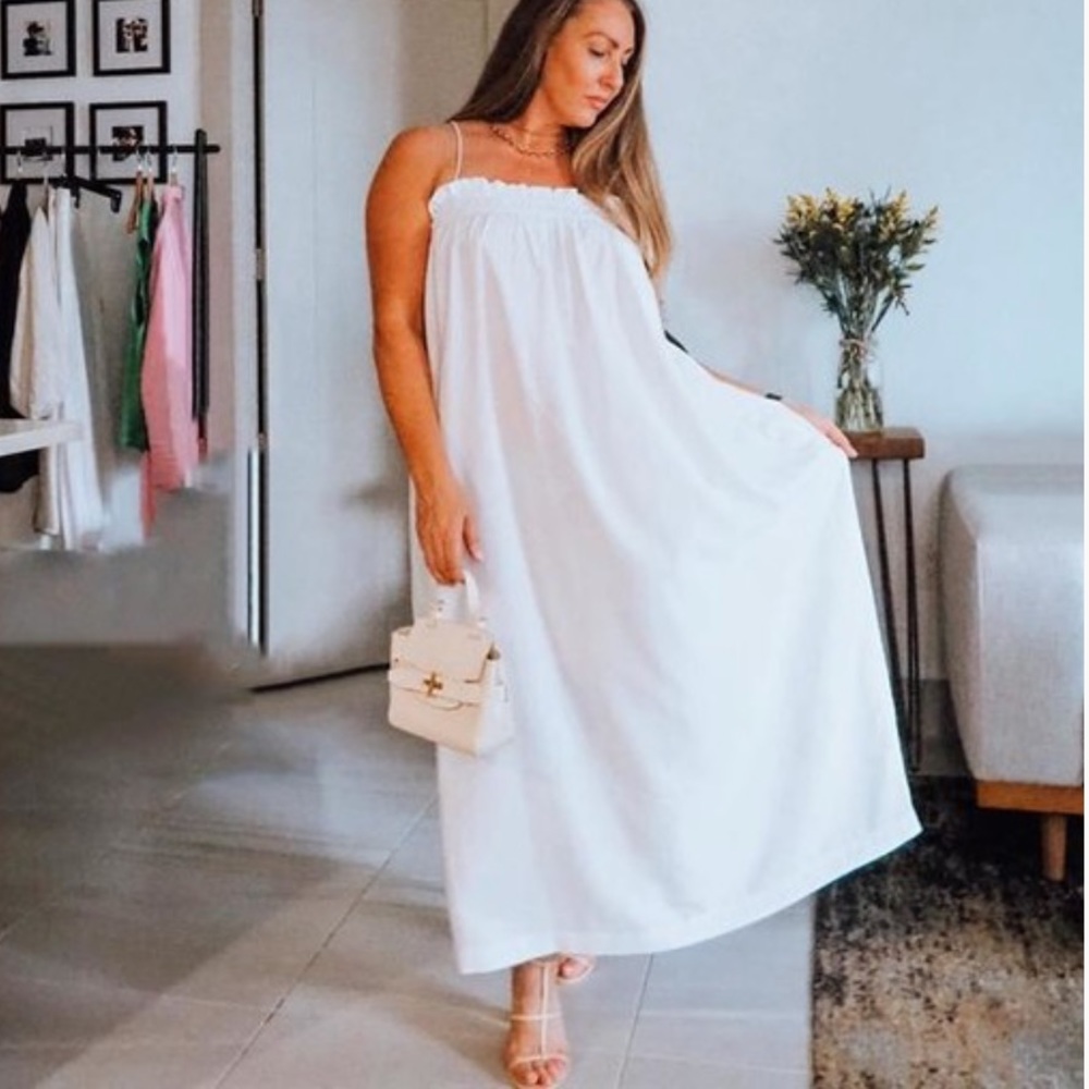 Bloggers favorite White Cotton-Blend Sleeveless Midi H&M DRESS - NWT